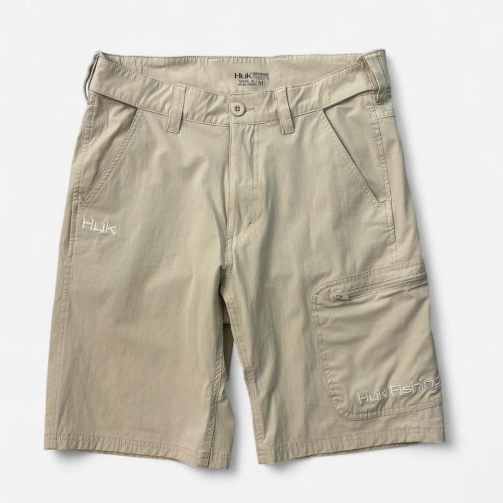 Huk Performance Fishing Shorts Men's M Khaki Quick Dry Stretch Outdoor 0088